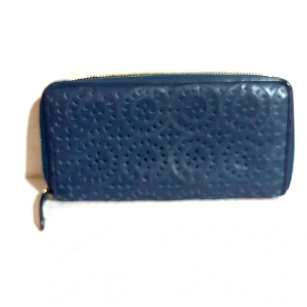 Coach vintage Blue Embossed Zip Wallet